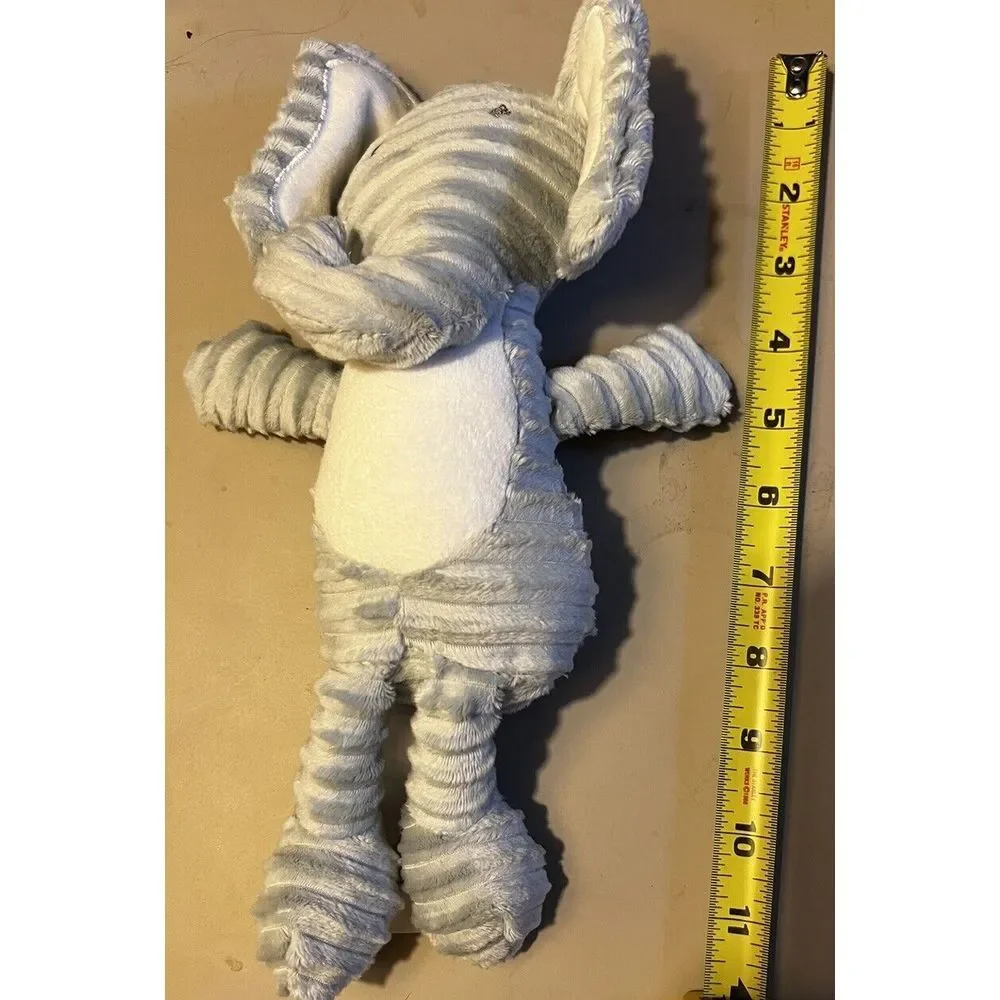 Chick Pea Gray Ribbed Elephant Plush Cream Ears Baby Lovey‎ Toy